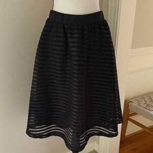 Bella Ella Boutique Black Lace Mesh Full Midi Skirt Women's L